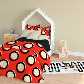 bedding made of polka dots fabric