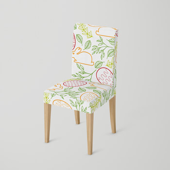 chair reupholstered with bunny fabric