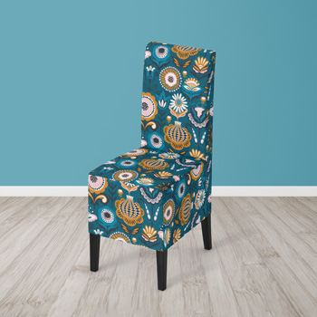 chair upholstered with folk fabric