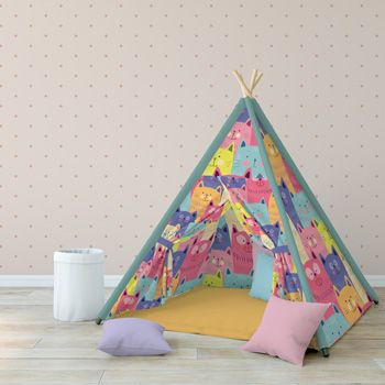 teepee printed with cats pattern