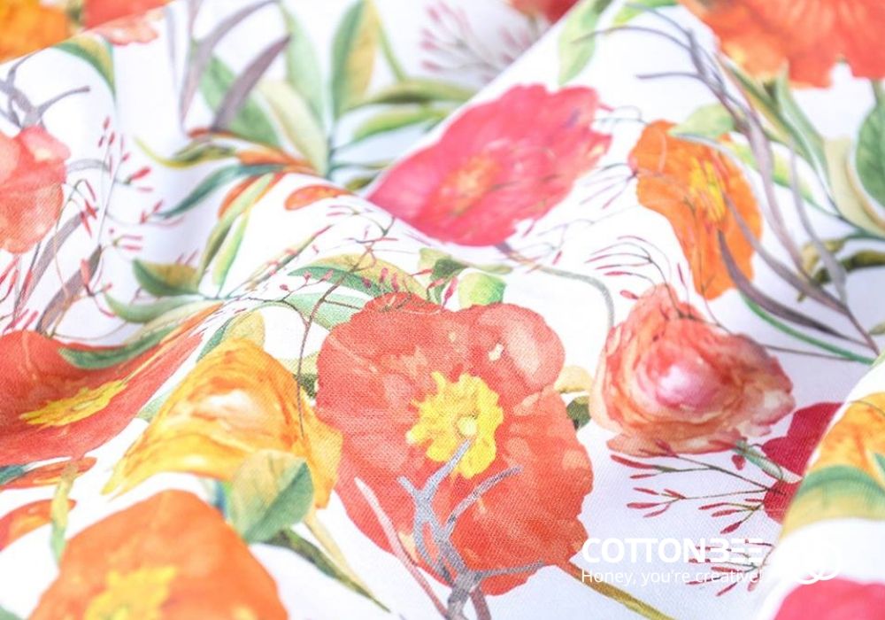 Print Cotton Fabric Designer Fabric Floral Printed Patterned 