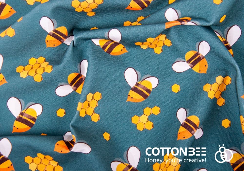 Colorful bees printed on single jersey