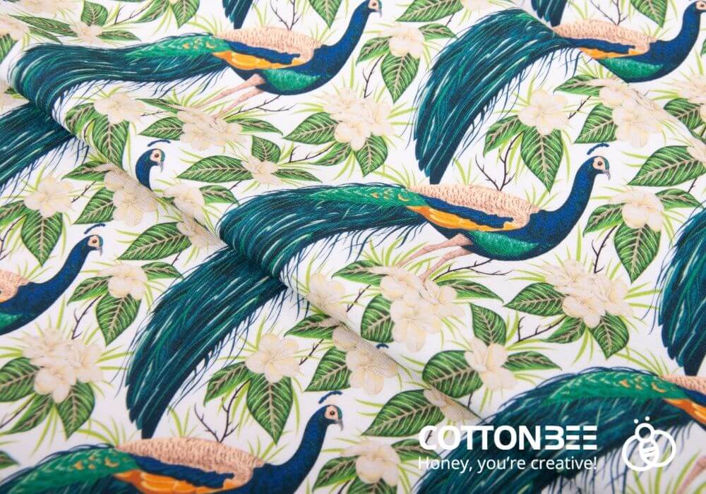 the pattern with peacocks - textile printing