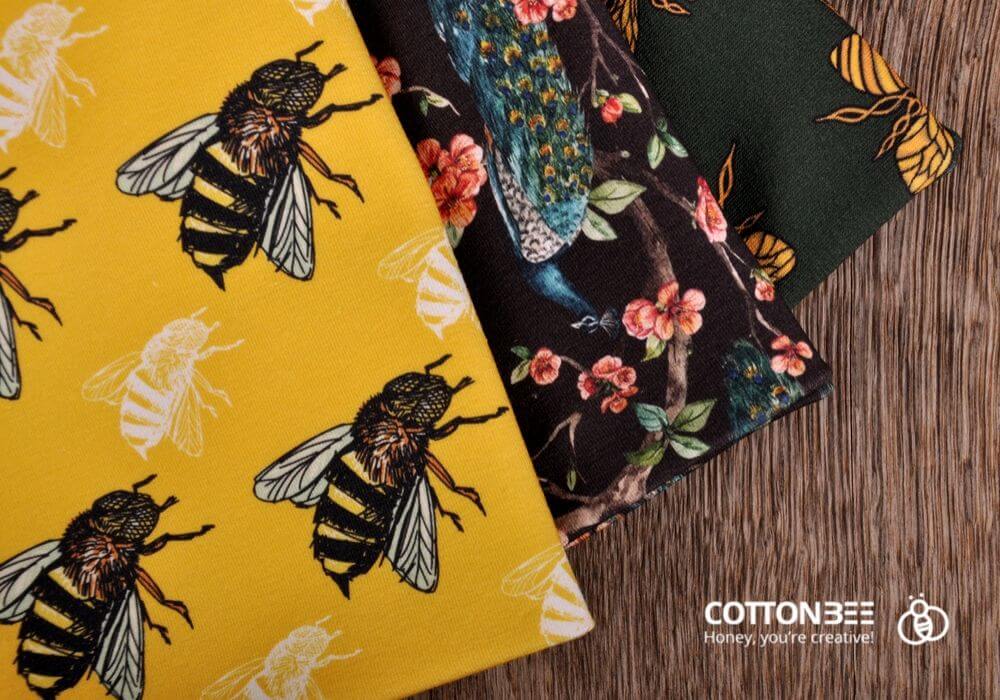 dzianina w kwiaty, pszczoły