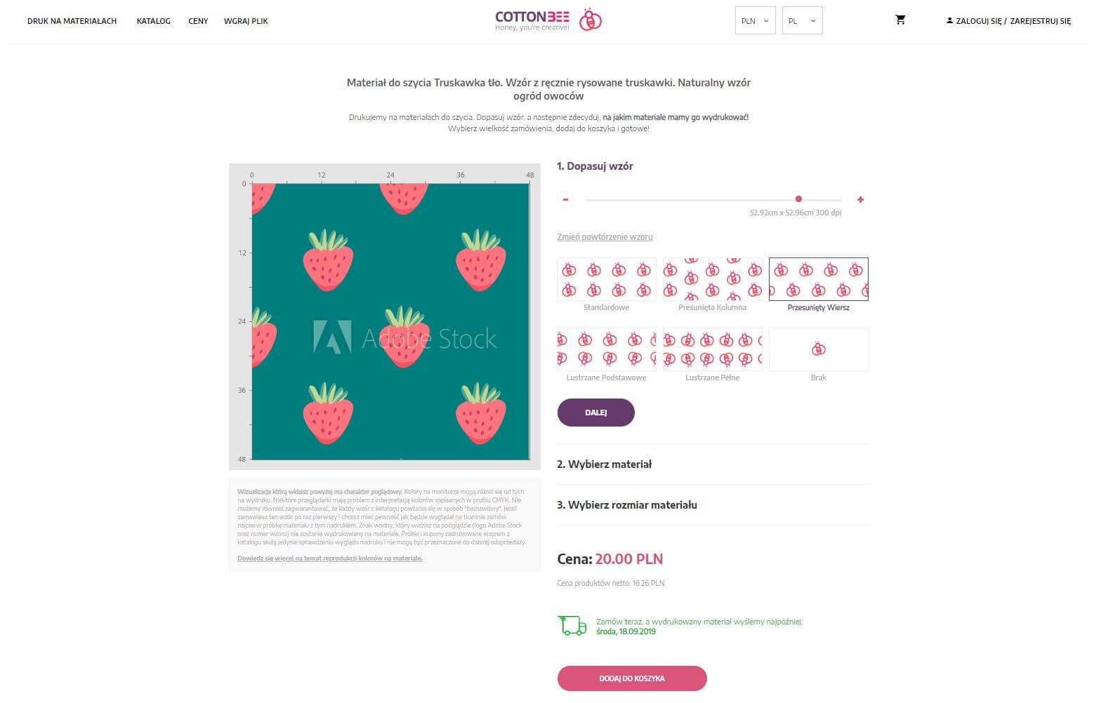 jak okreslic powtorzenie wzoru - druk na materialach