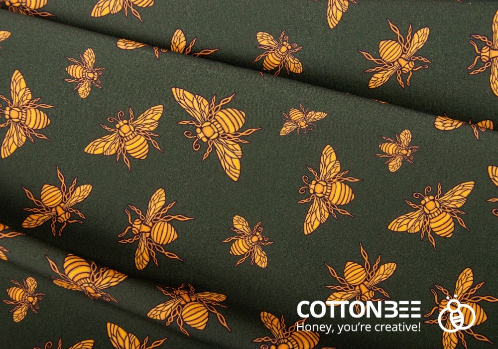 Material do szycia w zlote pszczoly