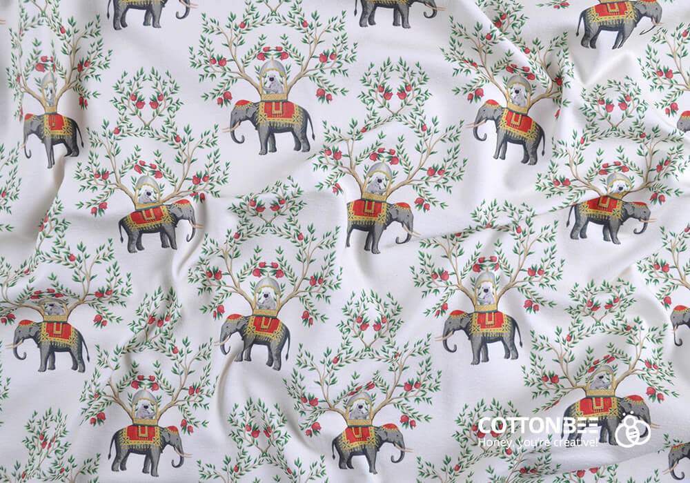 Materiał w słonie wydrukowany w CottonBee