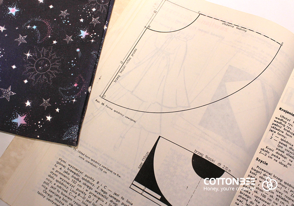 Instrukcje jak uszyć spódnicę z koła z książki ABC kroju i szycia