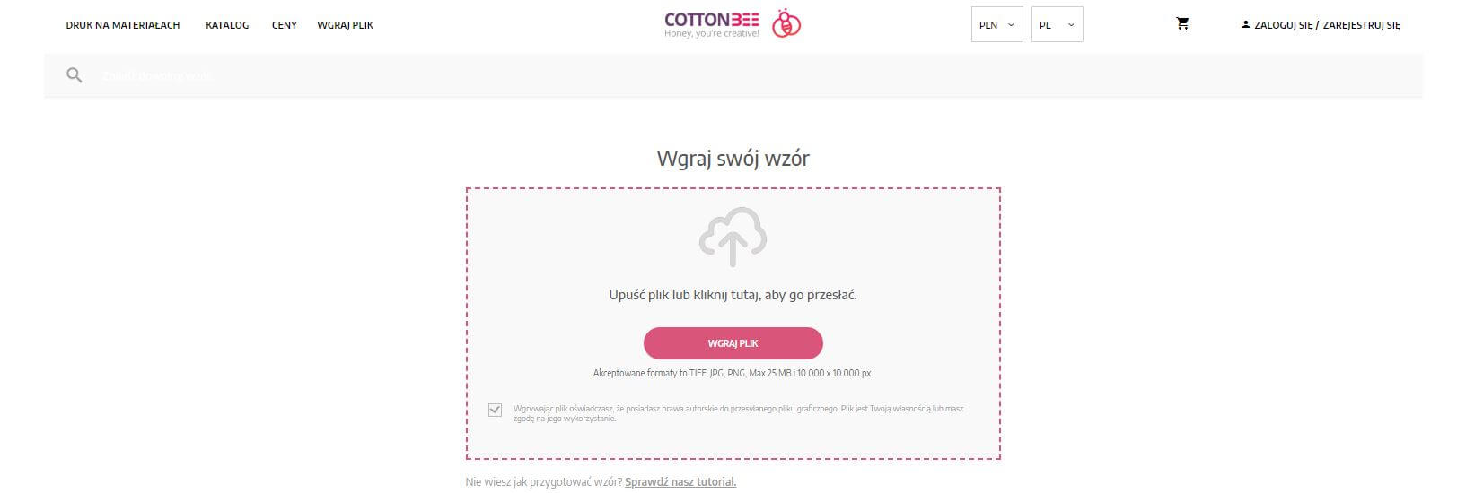 wgraj plik do systemu - drukowanie na materialach