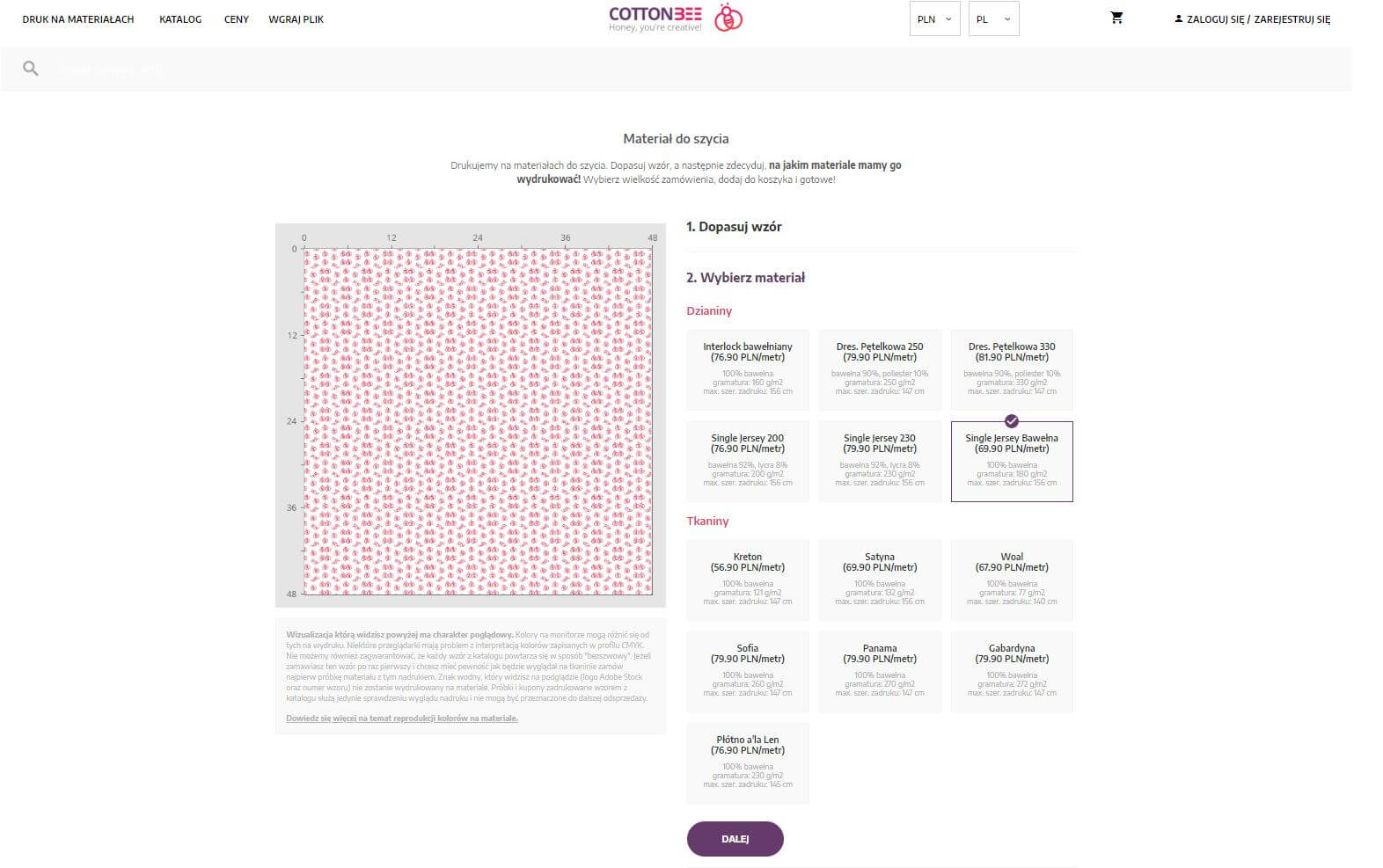 wybor materialu do druku na materiale