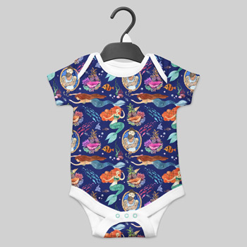 baby cotton bodysuit with mermaid print