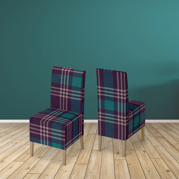 chair upholstered with chequered fabric