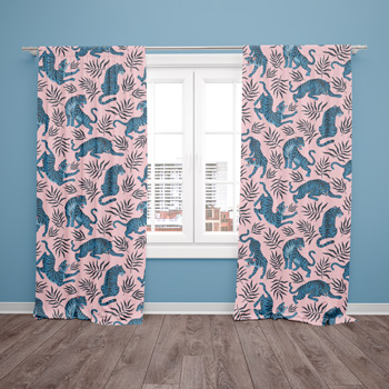 curtains made of wild animals fabric