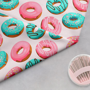 Stoff bedruckt mit Donut-Muster