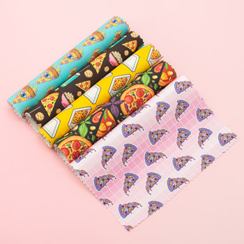 sewing fabrics with pizza print