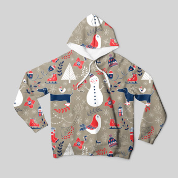 hoodie printed with snowflakes fabric