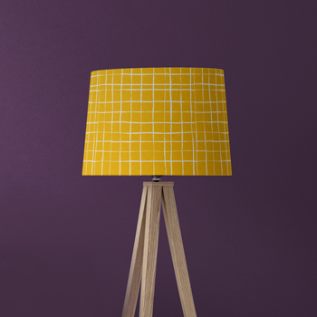 lampshade made of plaid fabric