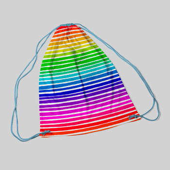 drawstring backpack made of rainbow fabric

