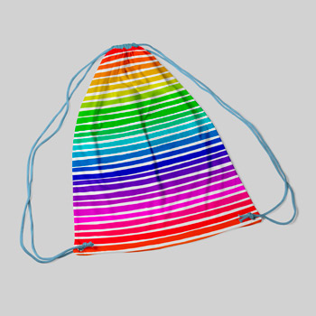 drawstring backpack made of rainbow fabric

