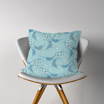 pillow with mistletoe fabric