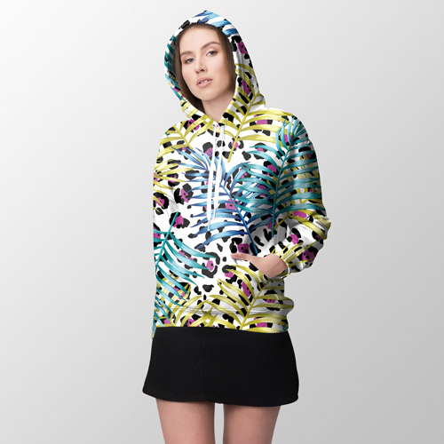 hoodie made of mottled fabric with leopard design