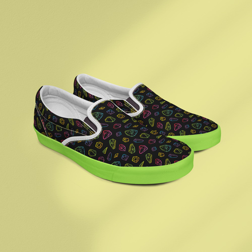 Schuhe aus Neonstoff
